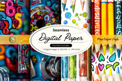 Seamless digital paper pack with vibrant colorful patterns a Product Image 1