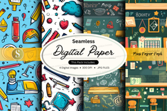Seamless digital paper pack with planner icons and doodles f Product Image 1