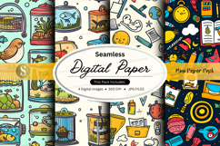 Seamless digital paper texture with kitchen food and happy d Product Image 1