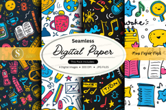 Seamless digital paper pack with school and office supplies Product Image 1