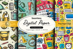 Seamless digital paper texture with retro office and school Product Image 1