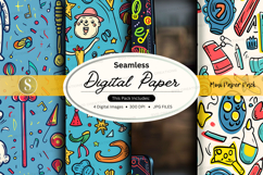 Seamless digital paper pack with colorful craft doodles and Product Image 1