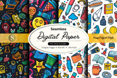 Seamless digital paper pack with colorful office and school Product Image 1