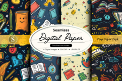 Seamless digital paper texture with vintage school supplies Product Image 1