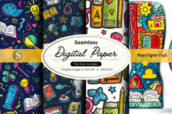 Seamless Digital Paper Pack with Vibrant School and Office P Product Image 1