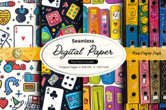 Seamless Digital Paper Pack with Retro Gaming Patterns and B Product Image 1