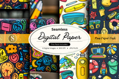 Seamless digital paper patterns with vibrant retro doodles a Product Image 1