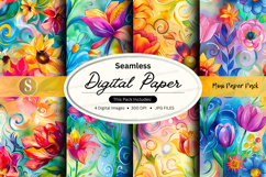 Seamless Digital Paper Pack with Floral Watercolor Patterns Product Image 1