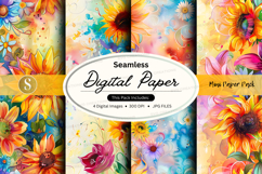 Seamless Digital Paper Pack with Floral Watercolor Patterns Product Image 1