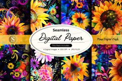 Seamless digital paper pack with floral watercolor textures Product Image 1