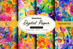 Seamless digital paper patterns with floral watercolor desig Product Image 1