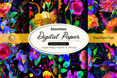 Seamless digital paper texture with vibrant floral watercolo Product Image 1