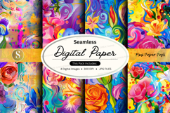 Seamless digital paper pack with floral watercolor patterns Product Image 1