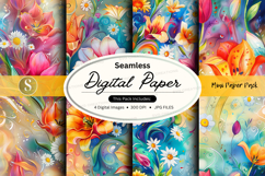Seamless Watercolor Floral Digital Paper Pack Background Tex Product Image 1