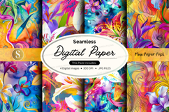 Seamless digital paper patterns colorful floral watercolor t Product Image 1