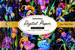 Seamless floral digital paper background with vibrant waterc Product Image 1