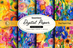 Seamless Digital Paper Pack with Floral and Abstract Waterco Product Image 1