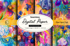 Seamless digital paper pack with floral and abstract waterco Product Image 1