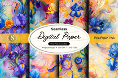 Seamless floral digital paper pack with watercolor textures Product Image 1