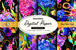 Seamless vibrant digital paper texture with floral and paisl Product Image 1