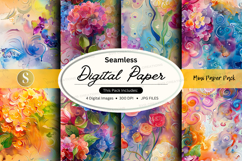 Seamless digital paper textures with watercolor floral patte Product Image 1