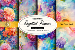 Seamless Digital Paper Pack with Watercolor Floral Patterns Product Image 1