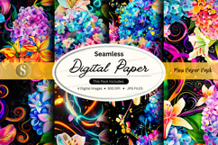 Seamless digital paper textures with vibrant floral and abst Product Image 1