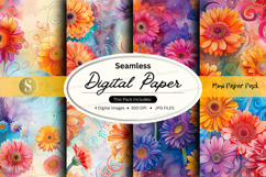 Seamless digital paper pack with vibrant floral patterns and Product Image 1