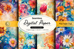 Seamless watercolor floral digital paper pack with pastel ab Product Image 1