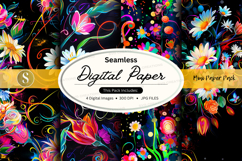 Seamless floral digital paper background with vibrant waterc Product Image 1