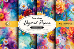 Seamless Watercolor Digital Paper Pack with Floral Patterns Product Image 1