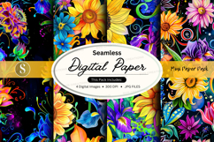 Seamless digital paper texture with vibrant floral watercolo Product Image 1
