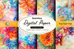 Seamless Digital Paper Pack with Vibrant Watercolor Florals Product Image 1