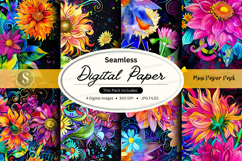 Seamless digital paper patterns with vibrant floral designs Product Image 1