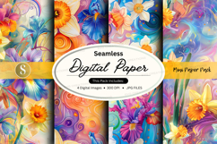 Seamless Digital Paper Pack Watercolor Floral Background Tex Product Image 1