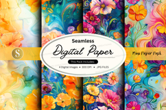 Seamless Digital Paper Pack Watercolor Floral Patterns Backg Product Image 1