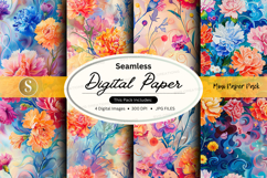 Seamless Digital Paper Pack with Floral Watercolor Patterns Product Image 1