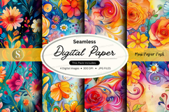 Seamless digital paper pack with floral watercolor patterns Product Image 1