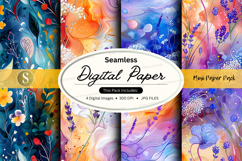 Seamless digital paper pack with watercolor floral textures Product Image 1