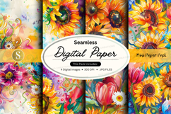 Seamless digital paper pack with floral watercolor textures Product Image 1