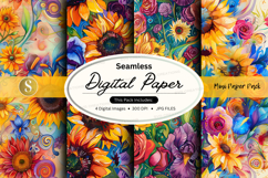 Seamless digital paper pack with floral watercolor patterns Product Image 1