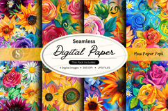 Seamless Digital Paper Pack with Floral Watercolor Patterns Product Image 1