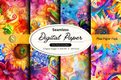 Seamless Digital Paper Pack with Vibrant Floral and Abstract Product Image 1