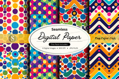 Seamless Digital Paper Pack with Vibrant Polka Dots and Zigz Product Image 1