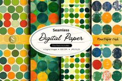Seamless digital paper pack with colorful polka dots and geo Product Image 1