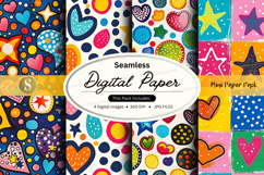 Seamless digital paper pack with colorful patterns and textu Product Image 1