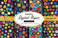 Colorful Seamless Digital Paper Pattern with Vibrant Polka D Product Image 1