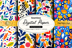 Seamless digital paper patterns collection with floral and g Product Image 1
