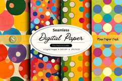 Colorful Seamless Digital Paper Pack with Polka Dots and Bri Product Image 1