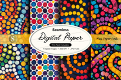 Seamless digital paper pack with colorful polka dots and geo Product Image 1
